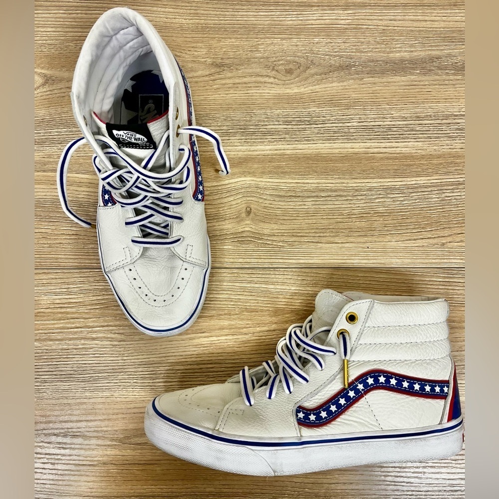 VANS SK8-HI Old Skool USA Stars Leather Skateboarding Shoes Sz Wm 9.5 Men’s 8